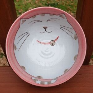 Adorable Rice, Soup or Cereal Bowl With Cat Images Inside and Out- 5"